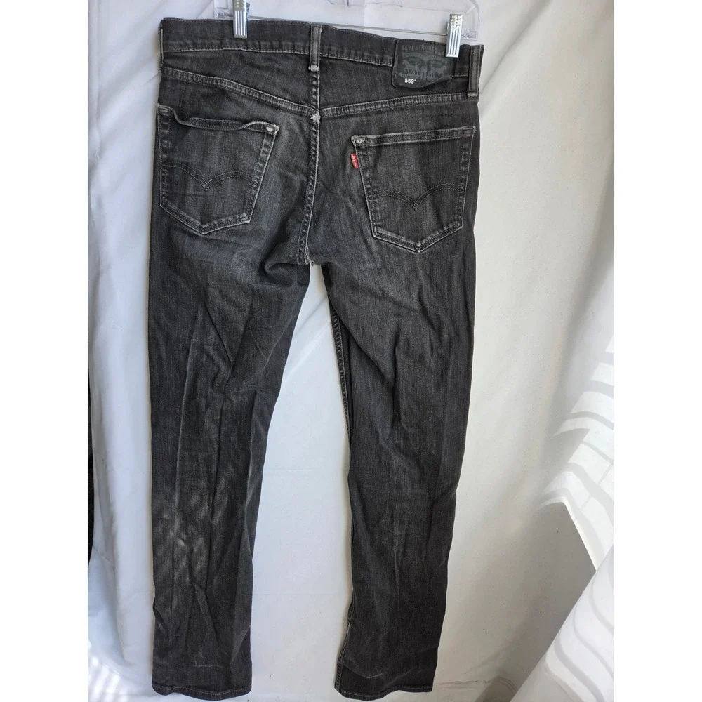Levis 559 Jeans Mens Black Faded Relaxed Mid Rise Straight